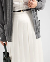 Long pleated satin skirt