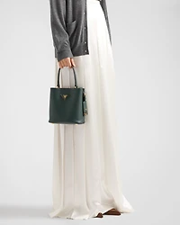 Long pleated satin skirt