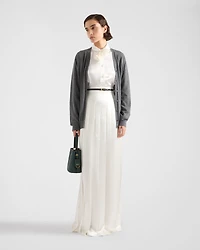 Long pleated satin skirt