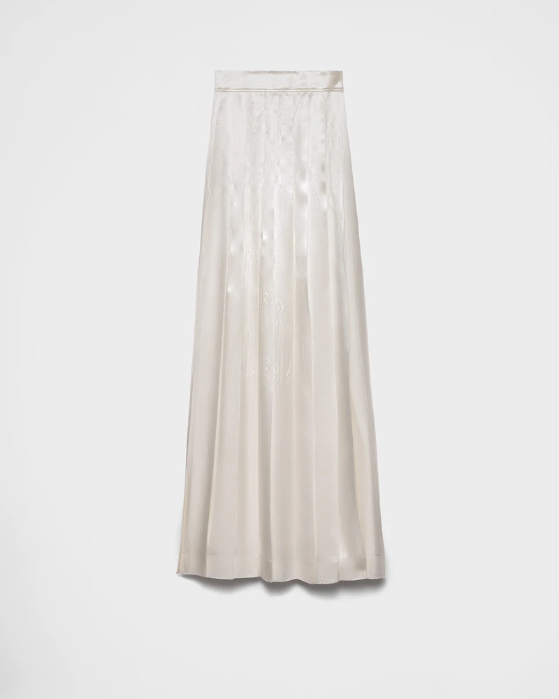 Long pleated satin skirt