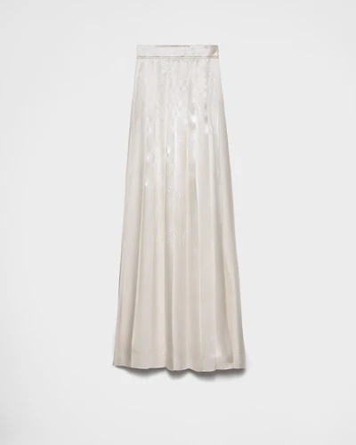 Long pleated satin skirt