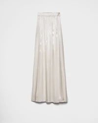 Long pleated satin skirt
