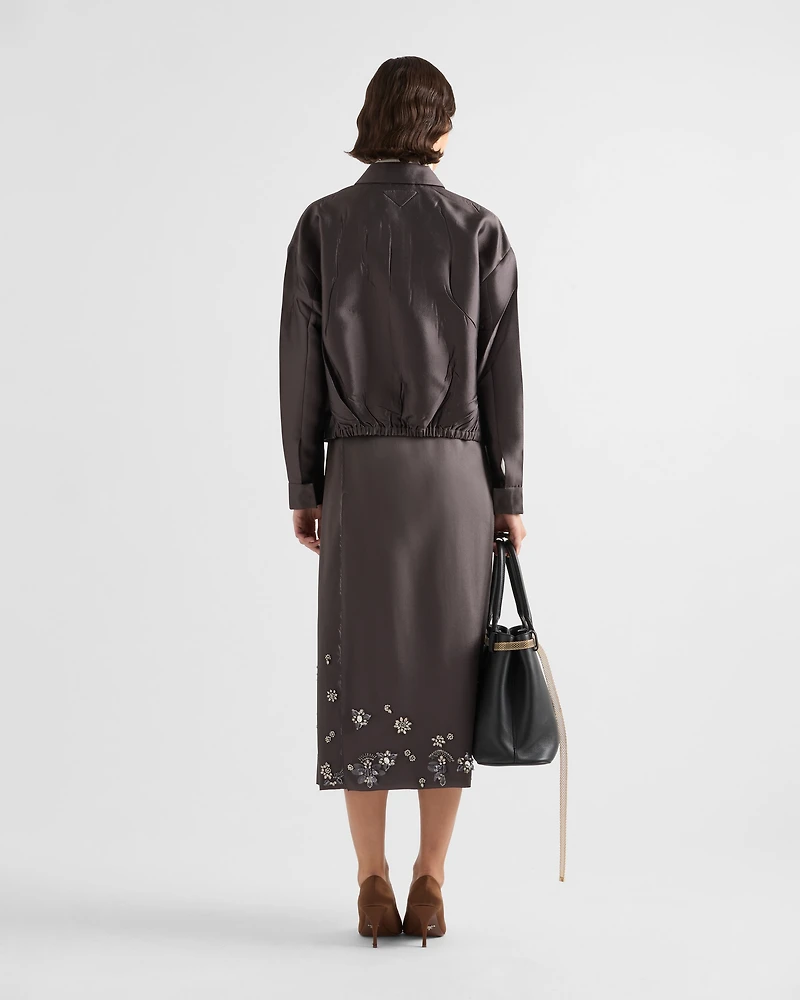 Embroidered silk and wool skirt
