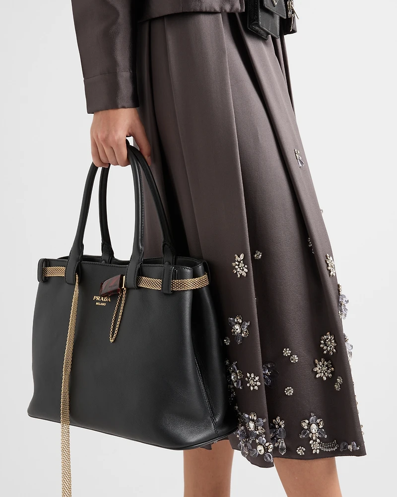 Embroidered silk and wool skirt