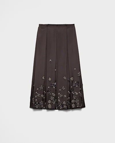 Embroidered silk and wool skirt