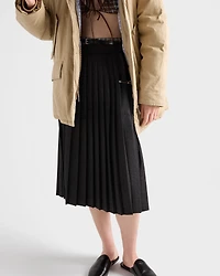 Pleated wool flannel skirt