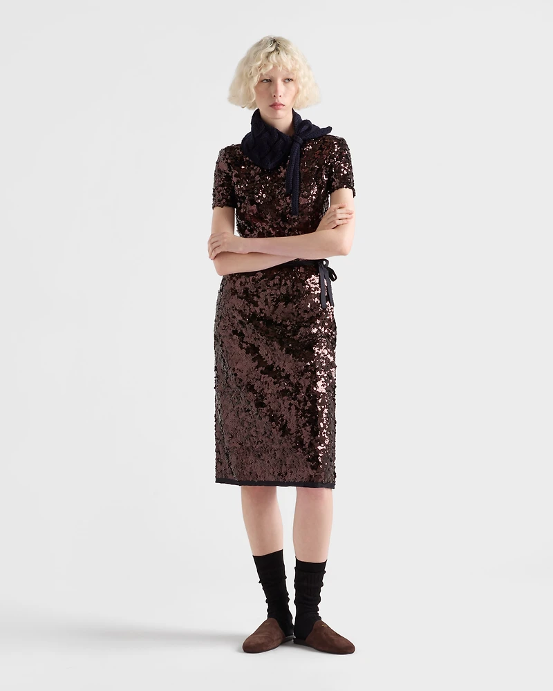 Embroidered sequin skirt