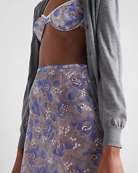 Printed nylonette midi-skirt