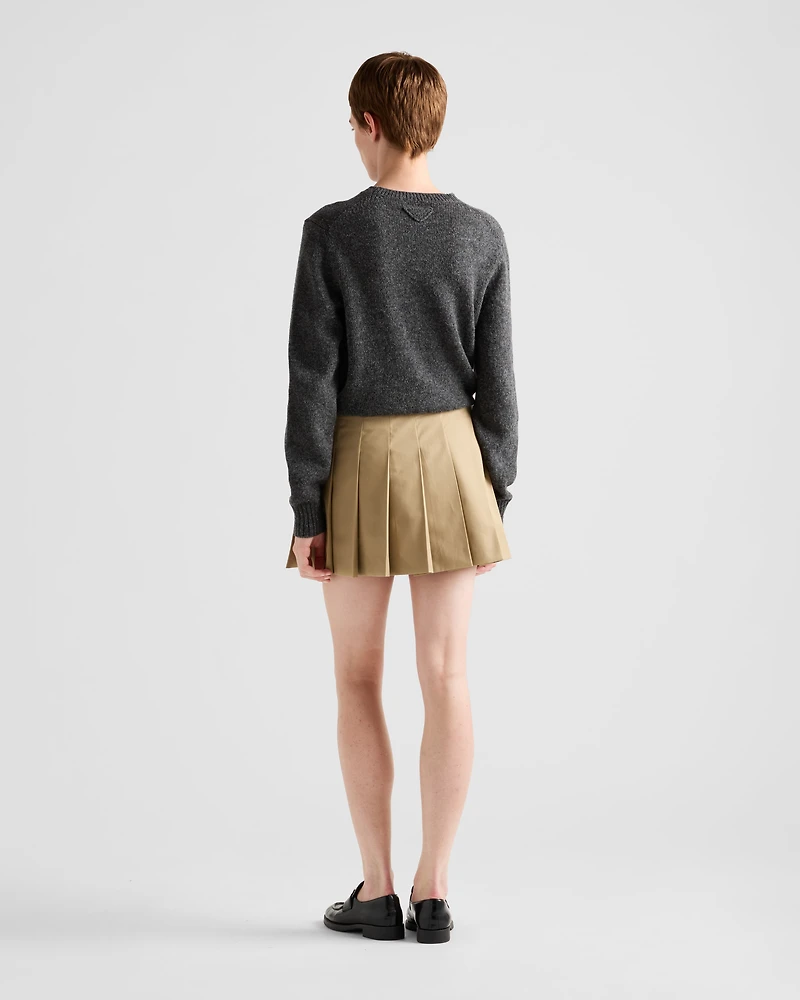 Twill miniskirt with leather belt