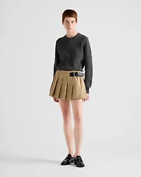 Twill miniskirt with leather belt