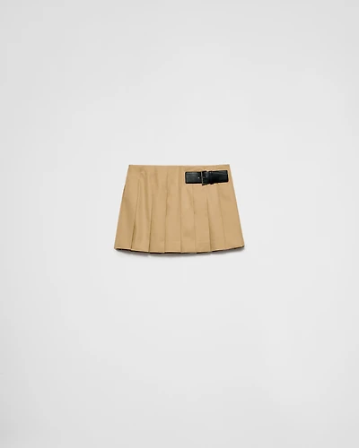 Twill miniskirt with leather belt