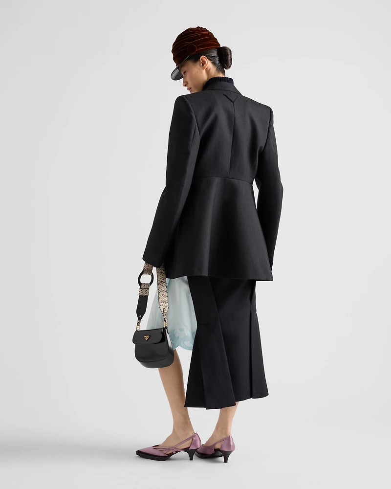 Deconstructed chevron midi-skirt