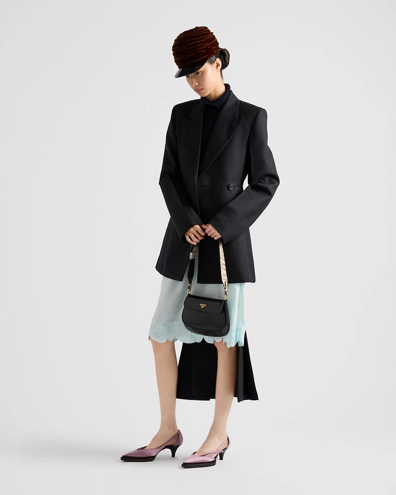 Deconstructed chevron midi-skirt