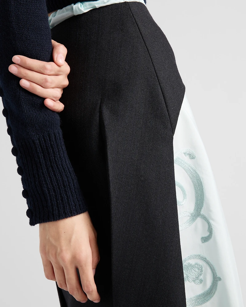 Deconstructed chevron midi-skirt