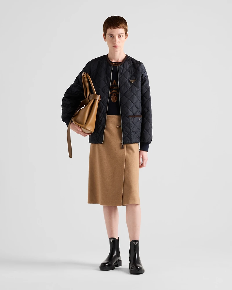 Camel-hair midi-skirt
