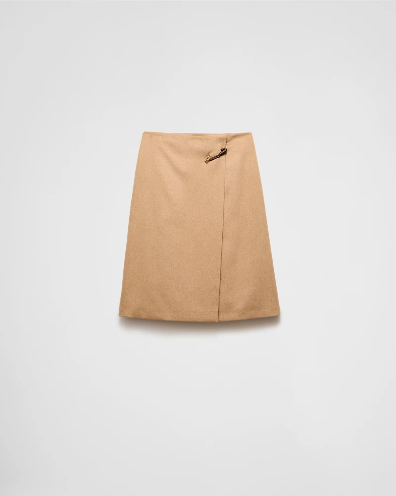 Camel-hair midi-skirt