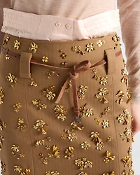 Embroidered chevron midi-skirt