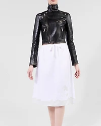 Embroidered linen skirt