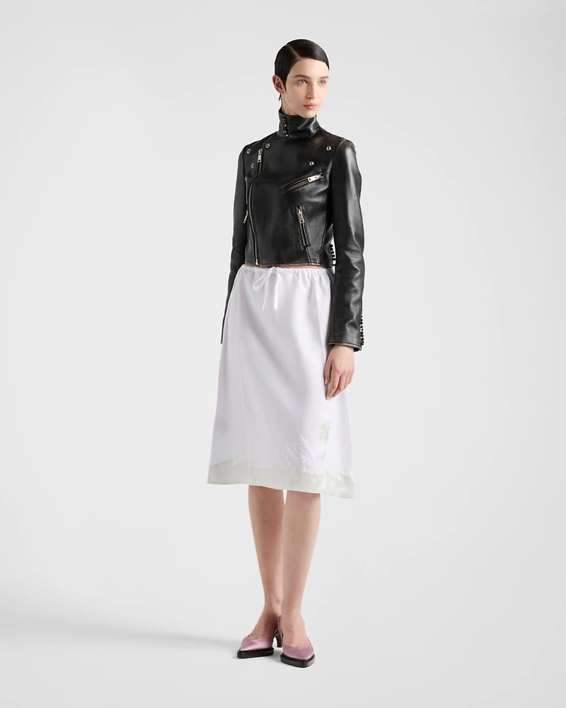 Embroidered linen skirt