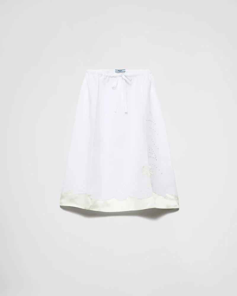 Embroidered linen skirt