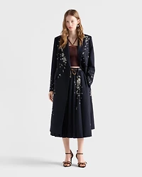 Embroidered rush stitch midi-skirt
