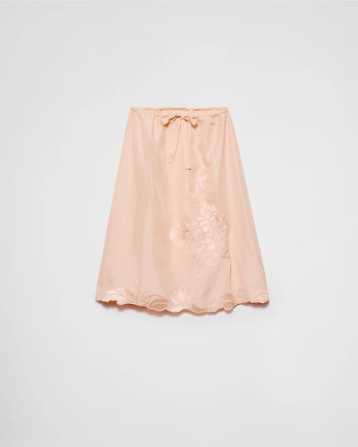 Embroidered habutai silk skirt
