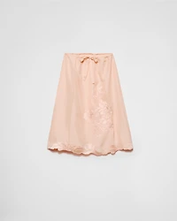 Embroidered habutai silk skirt