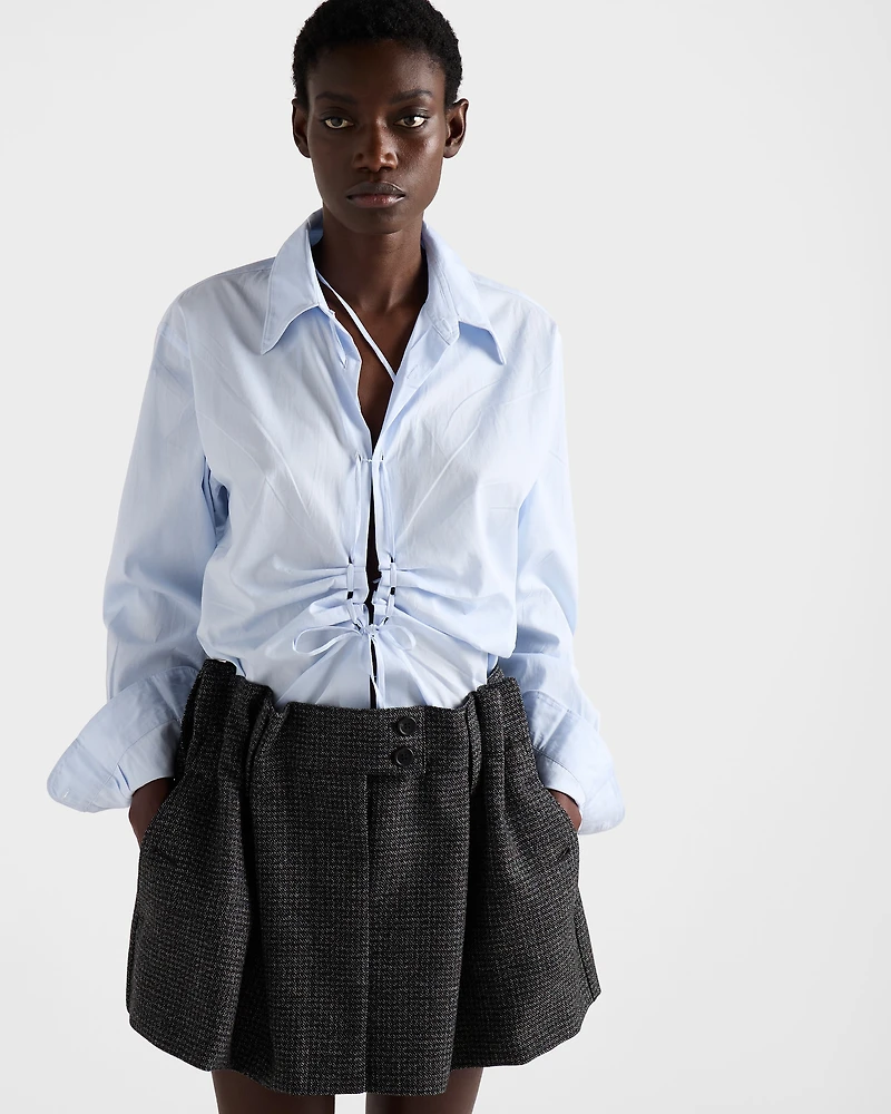 Gingham check mouliné wool miniskirt