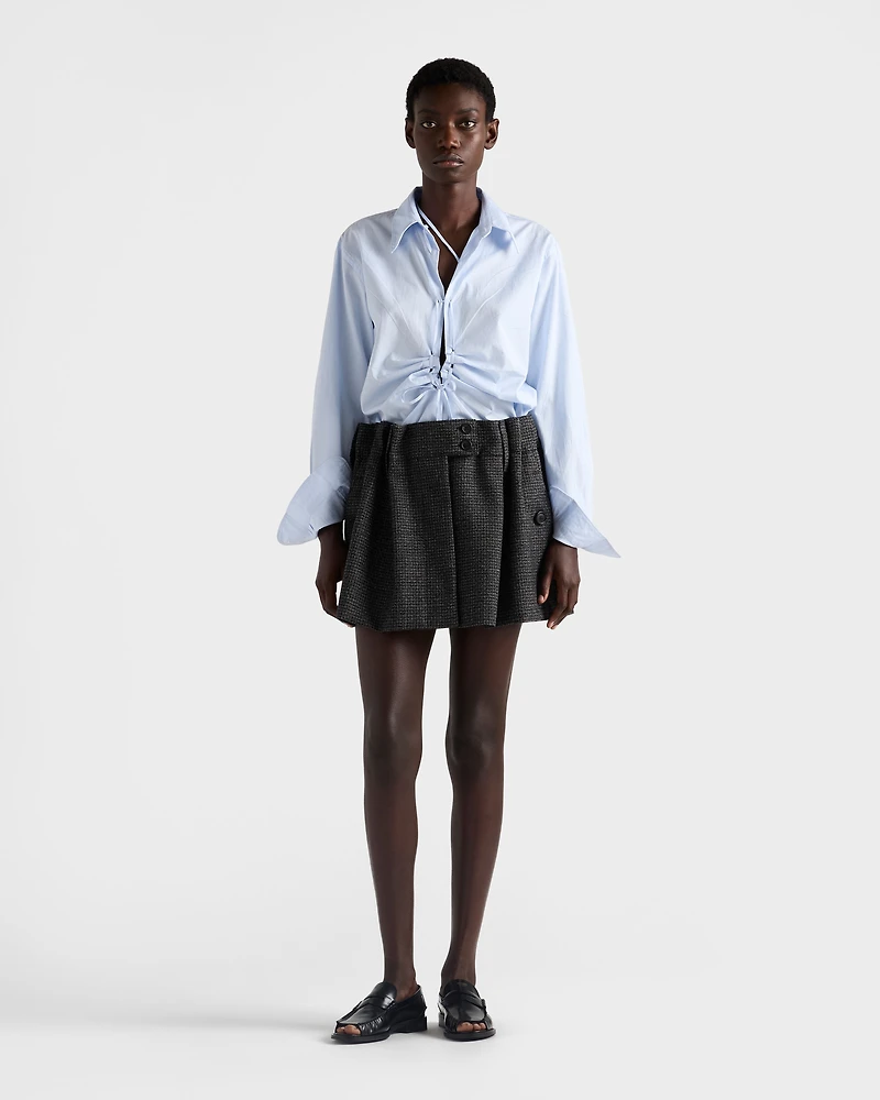 Gingham check mouliné wool miniskirt