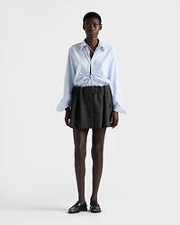 Gingham check mouliné wool miniskirt