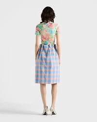 Checked poplin midi-skirt