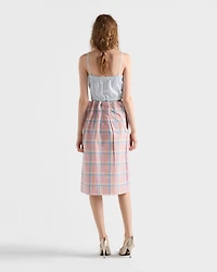 Checked cotton midi skirt