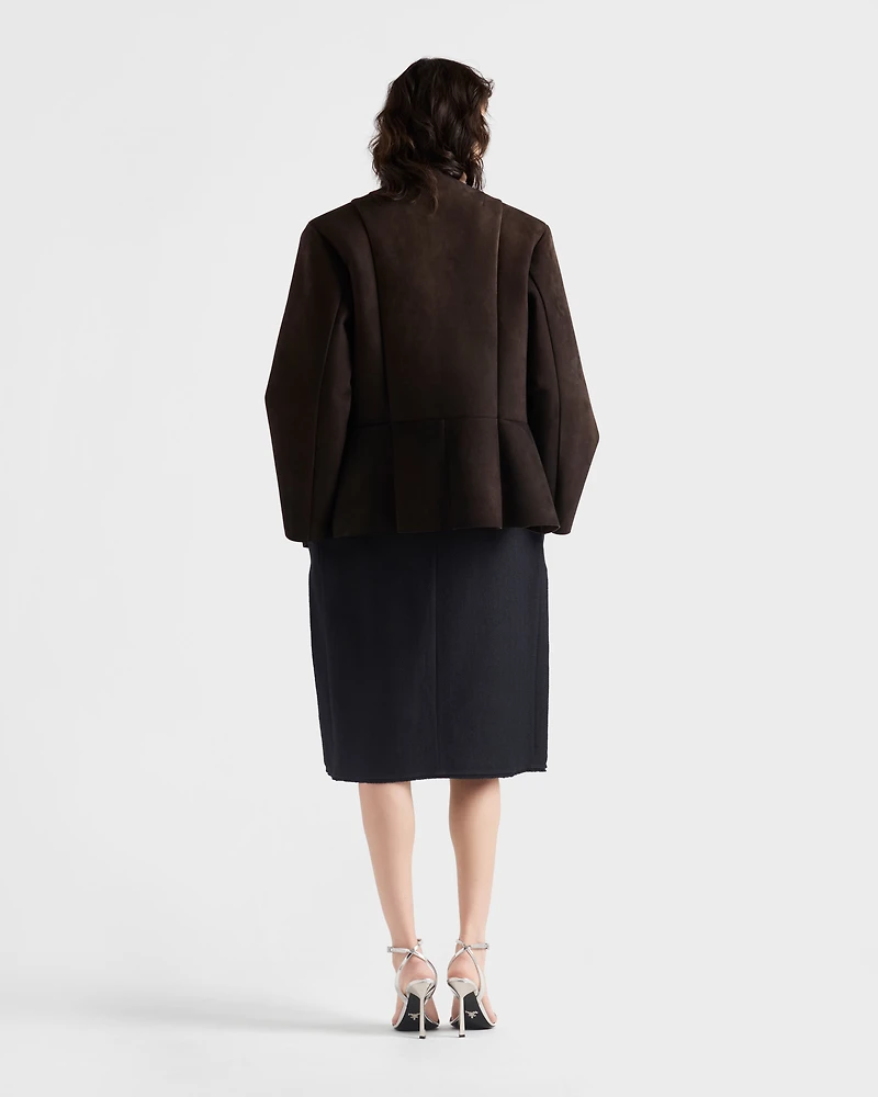 Chevron wool midi skirt