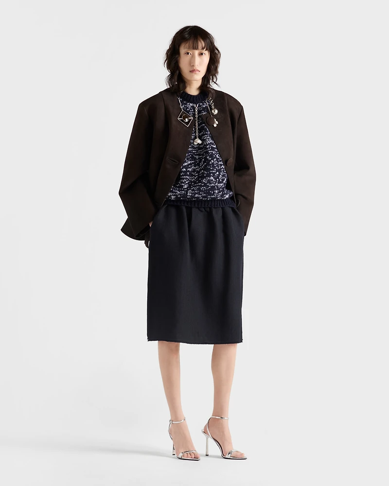 Chevron wool midi skirt