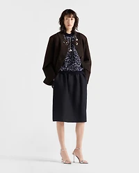 Chevron wool midi skirt