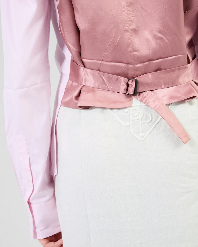 Embroidered linen maxi-skirt