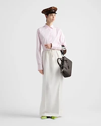 Embroidered linen maxi-skirt