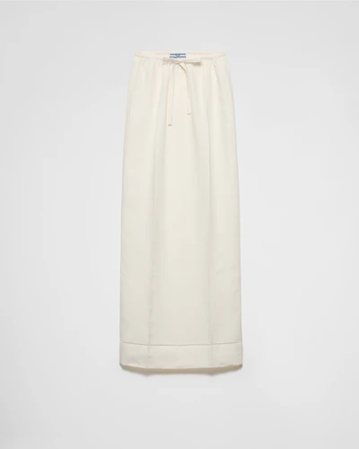 Embroidered linen maxi-skirt