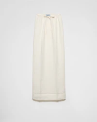 Embroidered linen maxi-skirt