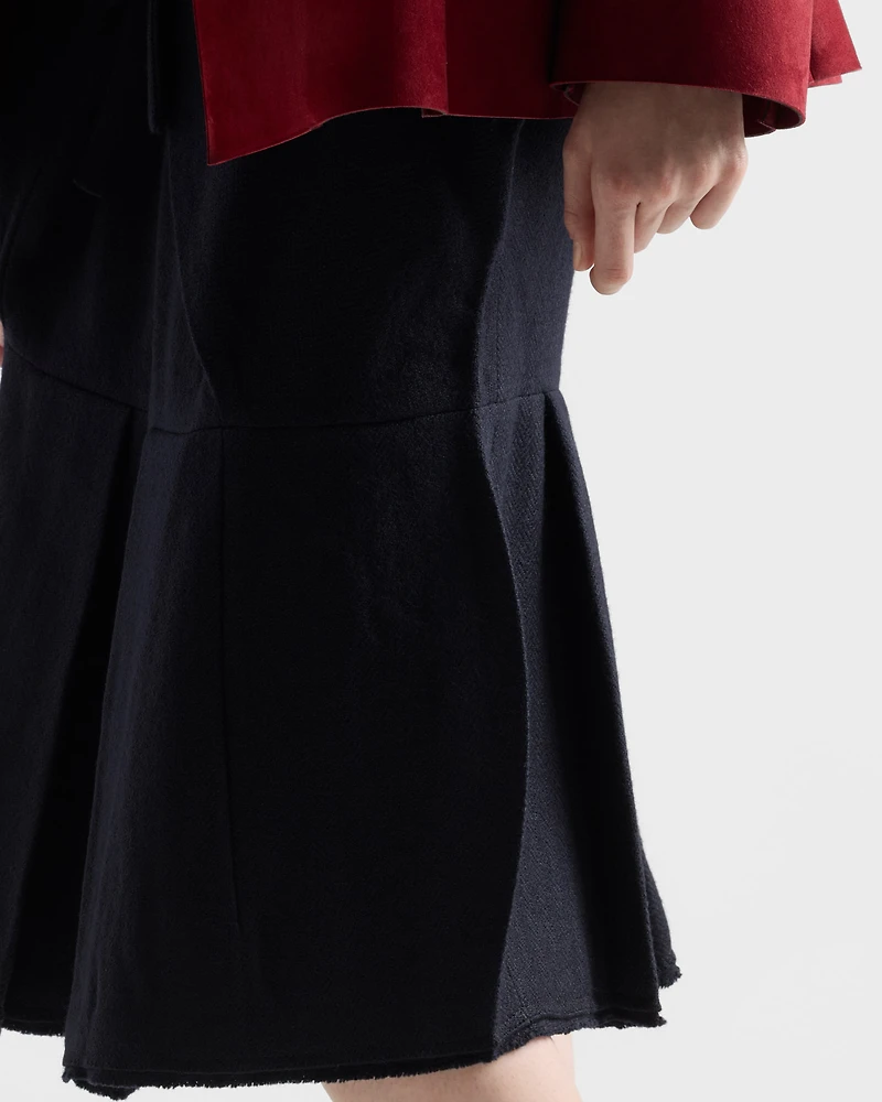 Chevron wool midi skirt