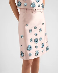 Embroidered silk and wool skirt