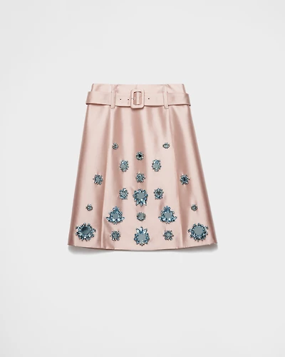 Embroidered silk and wool skirt