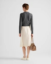 Embroidered silk habutai skirt