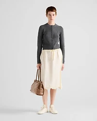 Embroidered silk habutai skirt