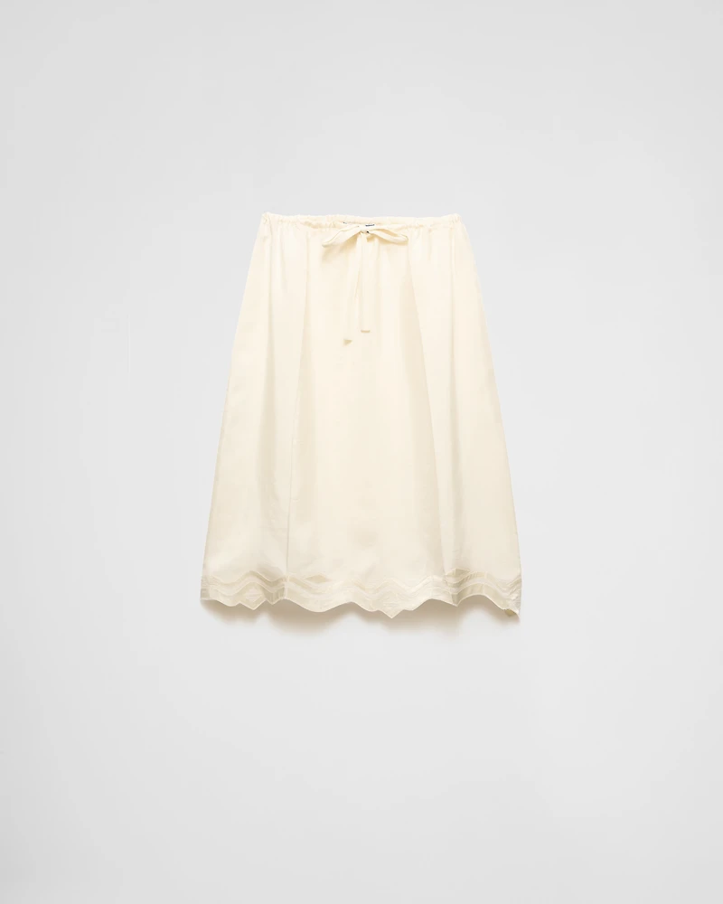 Embroidered silk habutai skirt