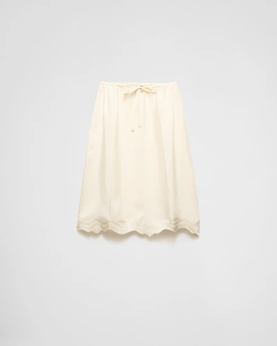 Embroidered silk habutai skirt