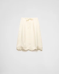 Embroidered silk habutai skirt