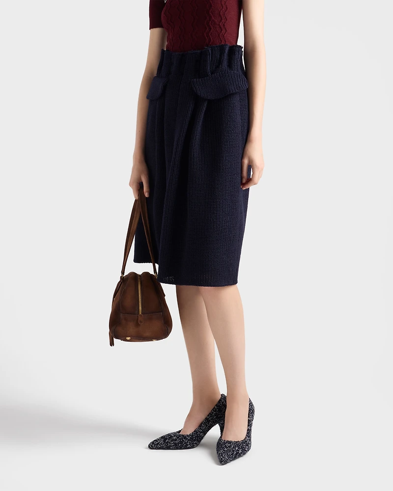 Wool knit midi skirt