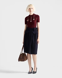 Wool knit midi skirt