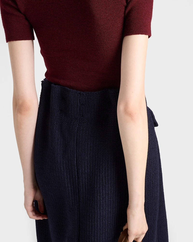 Wool knit midi skirt